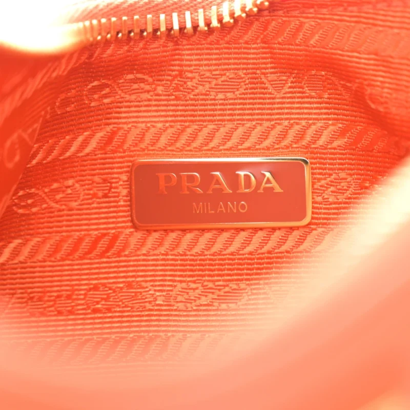 PRADA MINI RE-EDITION SHOULDER BAG ARANCIO SAFFIANO LEATHER LUX GOLD HARDWARE - Image 2