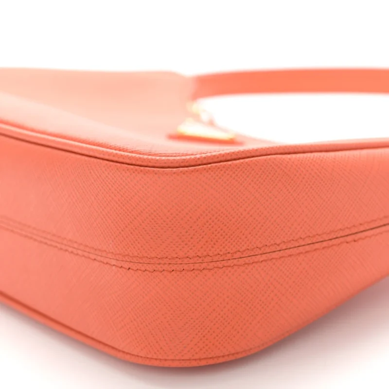 PRADA MINI RE-EDITION SHOULDER BAG ARANCIO SAFFIANO LEATHER LUX GOLD HARDWARE - Image 5