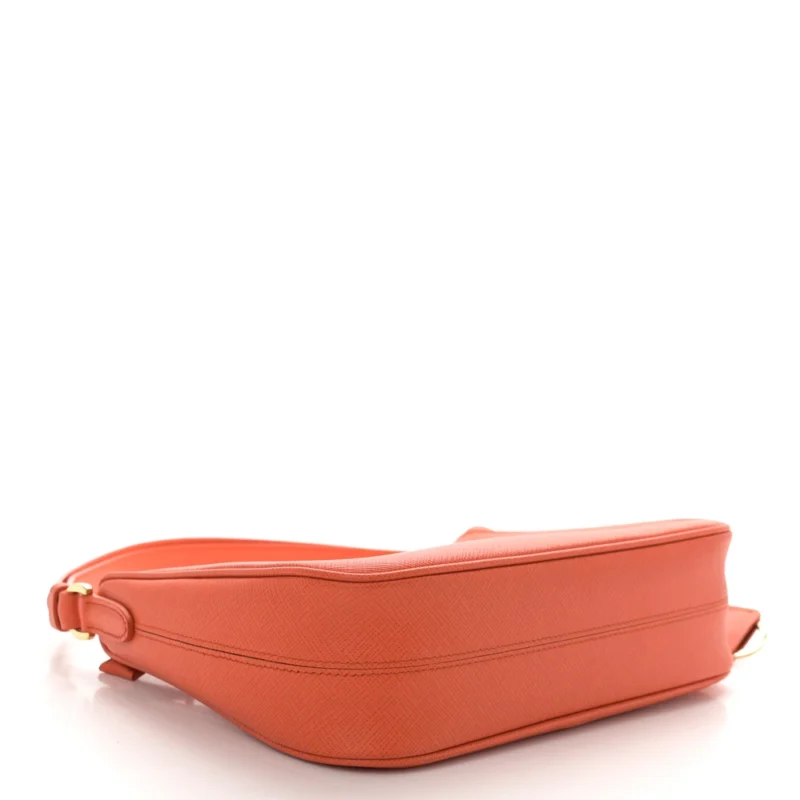PRADA MINI RE-EDITION SHOULDER BAG ARANCIO SAFFIANO LEATHER LUX GOLD HARDWARE - Image 6