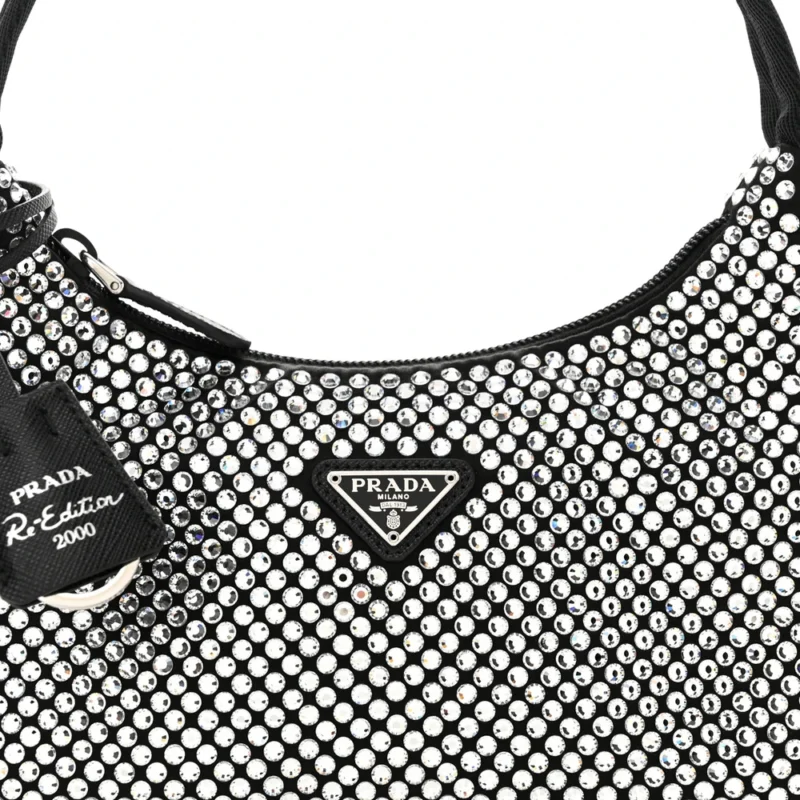 PRADA MINI RE-EDITION 2000 BAG CRISTAL SATIN & CRYSTAL SILVER HARDWARE - Image 8