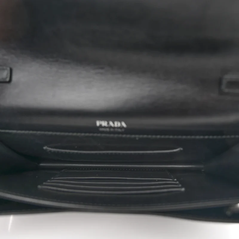PRADA MINI ENVELOPE BAG BLACK SAFFIANO & CITY CALF LEATHER SILVER HARDWARE - Image 7