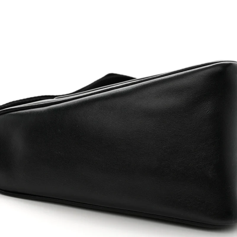 PRADA MEDIUM TRIANGLE SHOULDER BAG BLACK GRACE LUX LEATHER SILVER HARDWARE - Image 4