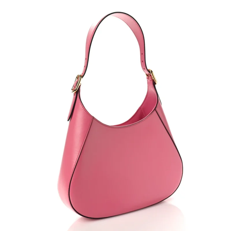 PRADA MEDIUM SHOULDER BAG BLACK/PINK BOX CALFSKIN LEATHER GOLD HARDWARE - Image 3