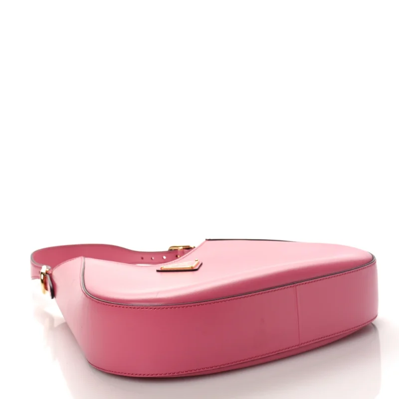PRADA MEDIUM SHOULDER BAG BLACK/PINK BOX CALFSKIN LEATHER GOLD HARDWARE - Image 6