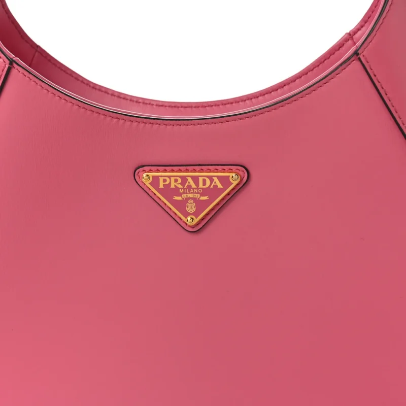 PRADA MEDIUM SHOULDER BAG BLACK/PINK BOX CALFSKIN LEATHER GOLD HARDWARE - Image 8