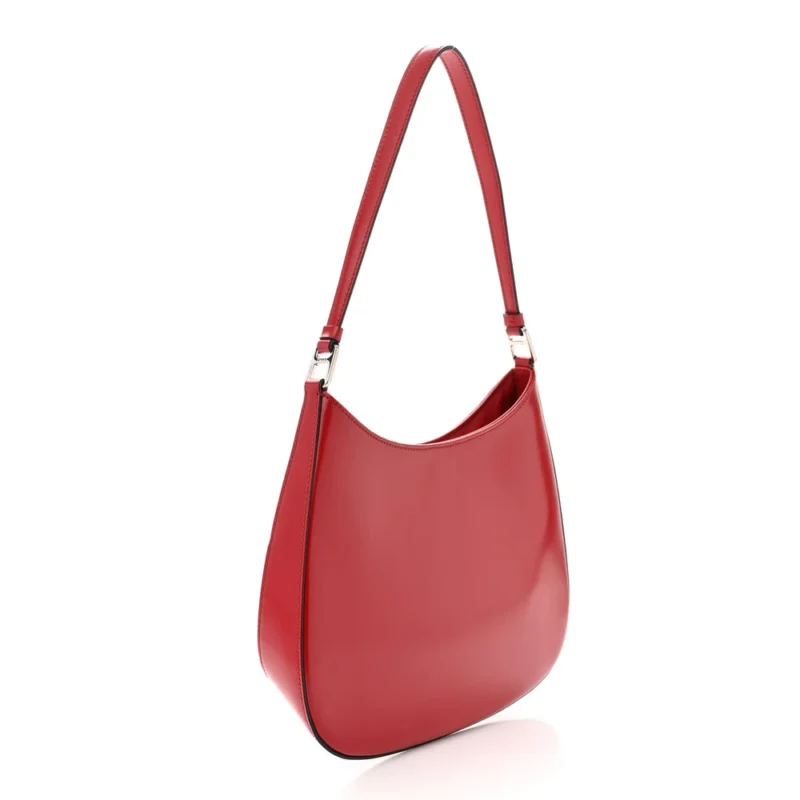 PRADA MEDIUM CLEO SHOULDER BAG SCARLATTO/BLACK SPAZZOLATO LEATHER SILVER HARDWARE - Image 3