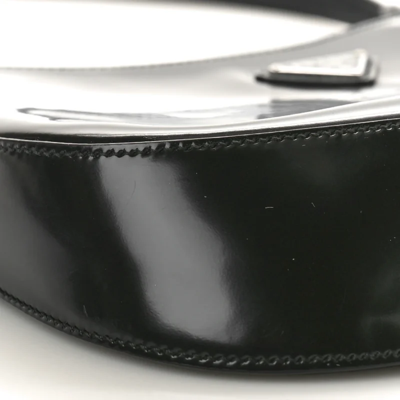 PRADA MEDIUM CLEO SHOULDER BAG BLACK SPAZZOLATO LEATHER SILVER HARDWARE - Image 4