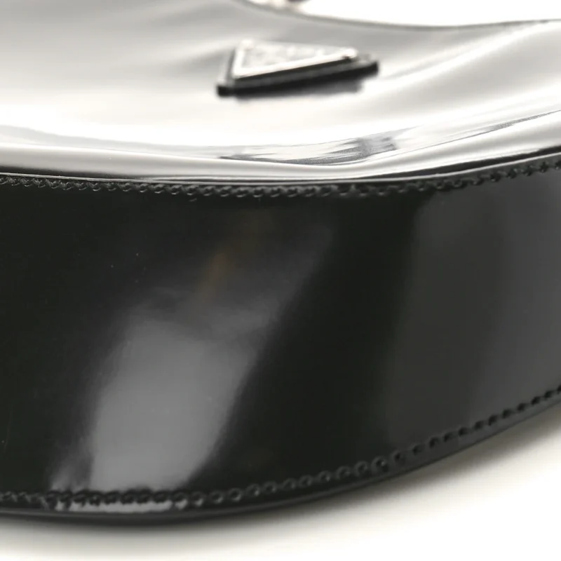 PRADA MEDIUM CLEO SHOULDER BAG BLACK SPAZZOLATO LEATHER SILVER HARDWARE - Image 5