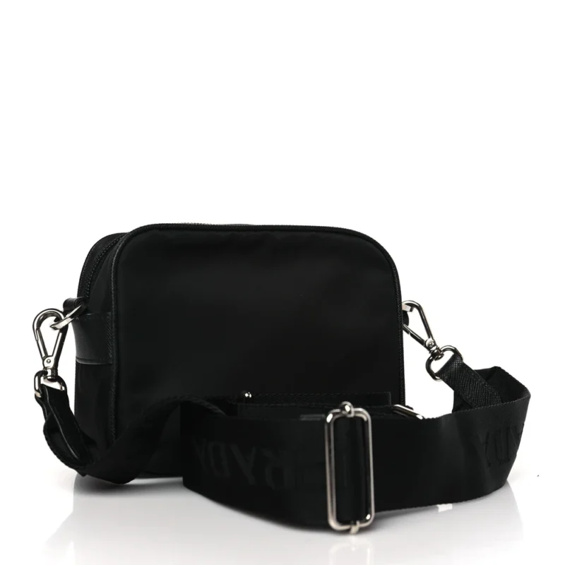 PRADA MEDIUM BRIQUE CROSSBODY MESSENGER BAG BLACK TESSUTO & SAFFIANO LEATHER SILVER HARDWARE - Image 3