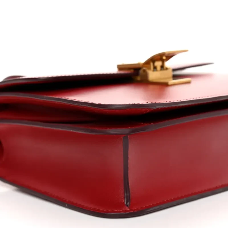 CELINE SMALL TEEN CLASSIC BOX FLAP BAG RED BOX CALFSKIN LEATHER GOLD HARDWARE - Image 4