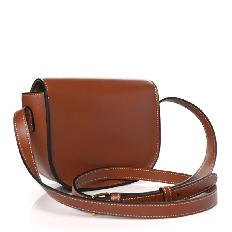 CELINE SMALL CUIR TRIOMPHE FOLCO CROSSBODY BAG TAN SMOOTH CALFSKIN LEATHER GOLD HARDWARE - Image 3