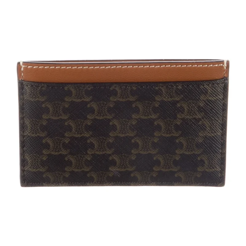 CELINE SMALL PRINTED COMPACT WALLET BROWN CALFSKIN LEATHER - Image 2