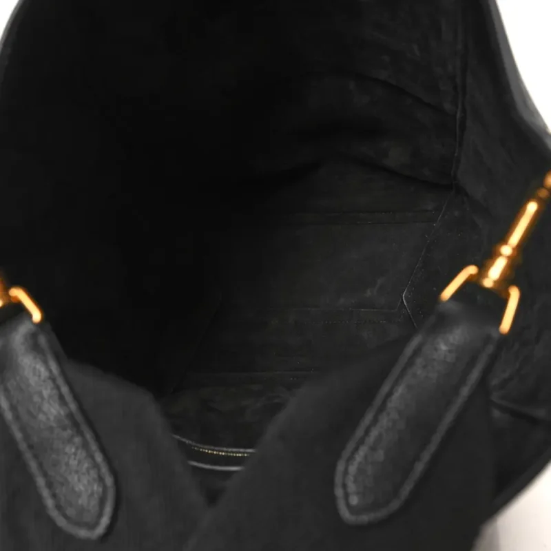 CELINE SMALL SANGLE BUCKET BAG BLACK SOFT GRAINED CALFSKIN LEATHER GOLD HARDWARE - Image 7