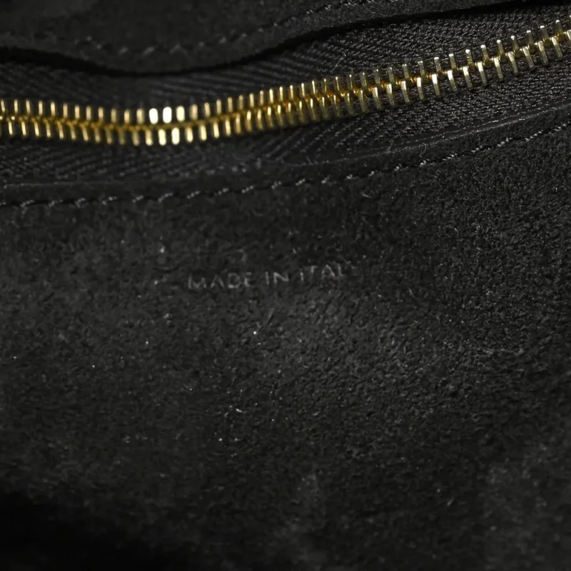 CELINE SMALL SANGLE BUCKET BAG BLACK SOFT GRAINED CALFSKIN LEATHER GOLD HARDWARE - Image 8
