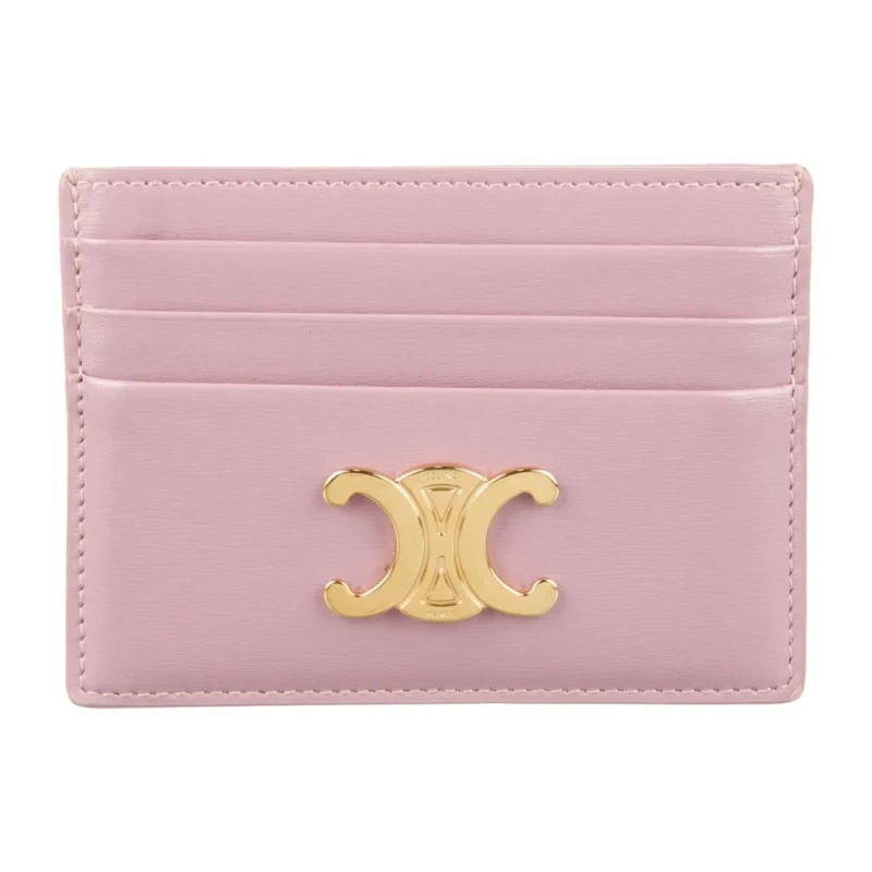 CELINE SMALL CARD HOLDER PURPLE TRIOMPHE LEATHER GOLD HARDWARE