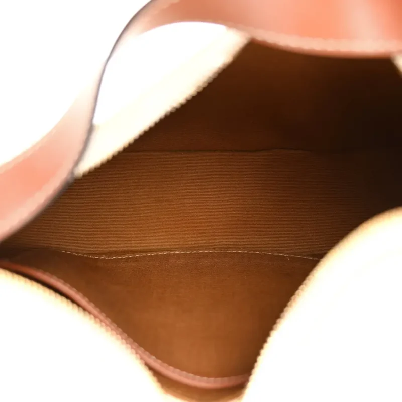 CELINE SMALL AVA TRIOMPHE SHOULDER BAG WHITE CANVAS & CALFSKIN LEATHER GOLD HARDWARE $430 - Image 7