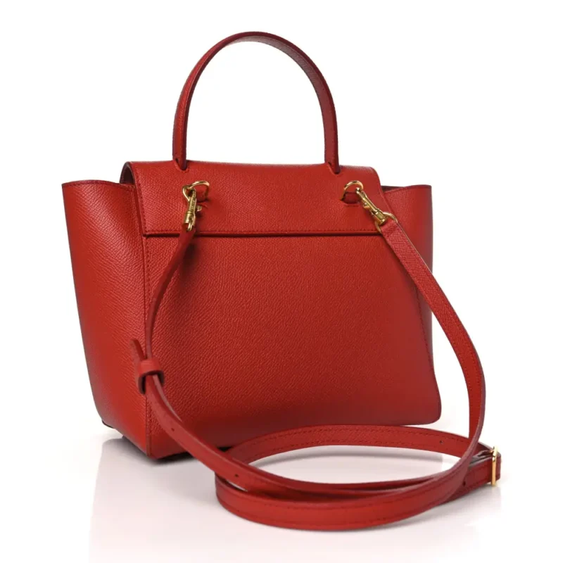 CELINE NANO BELT BAG COQUELICOT GRAINED CALFSKIN LEATHER GOLD HARDWARE - Image 3