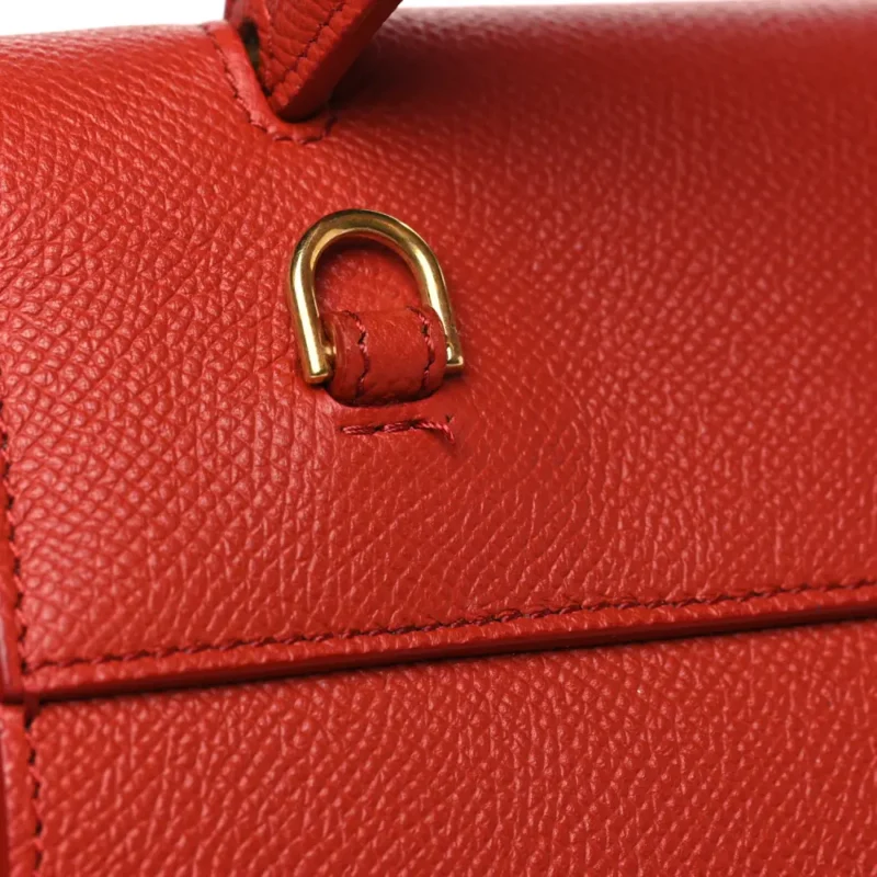 CELINE NANO BELT BAG COQUELICOT GRAINED CALFSKIN LEATHER GOLD HARDWARE - Image 10