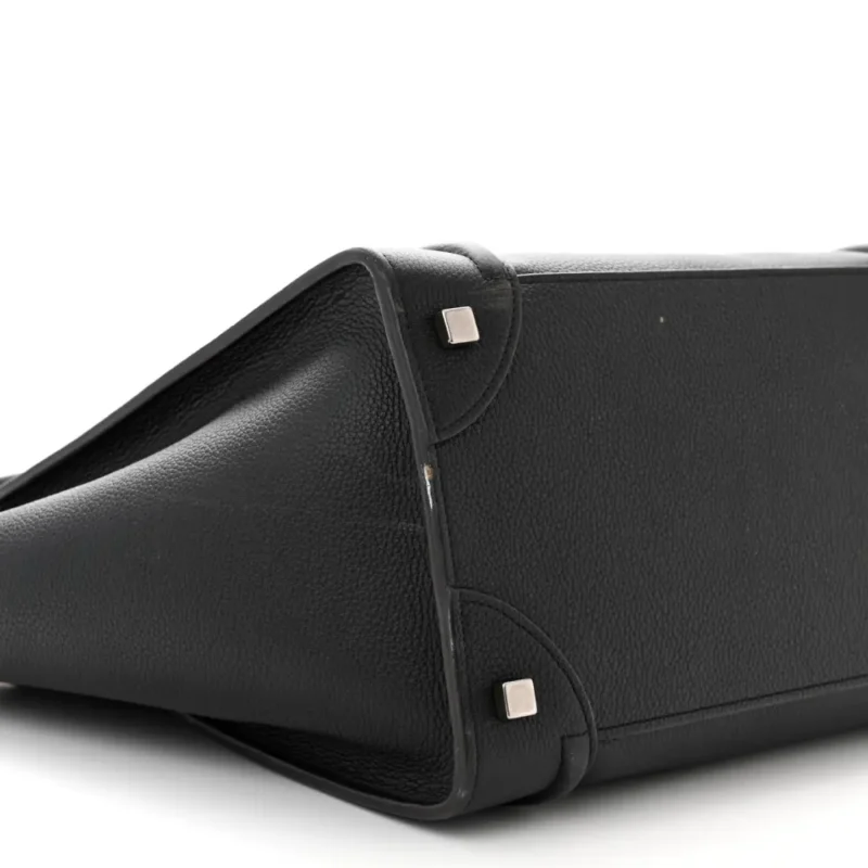 CELINE MINI LUGGAGE BAG BLACK DRUMMED CALFSKIN LEATHER GOLD HARDWARE - Image 4