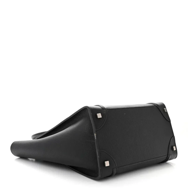 CELINE MINI LUGGAGE BAG BLACK DRUMMED CALFSKIN LEATHER GOLD HARDWARE - Image 6