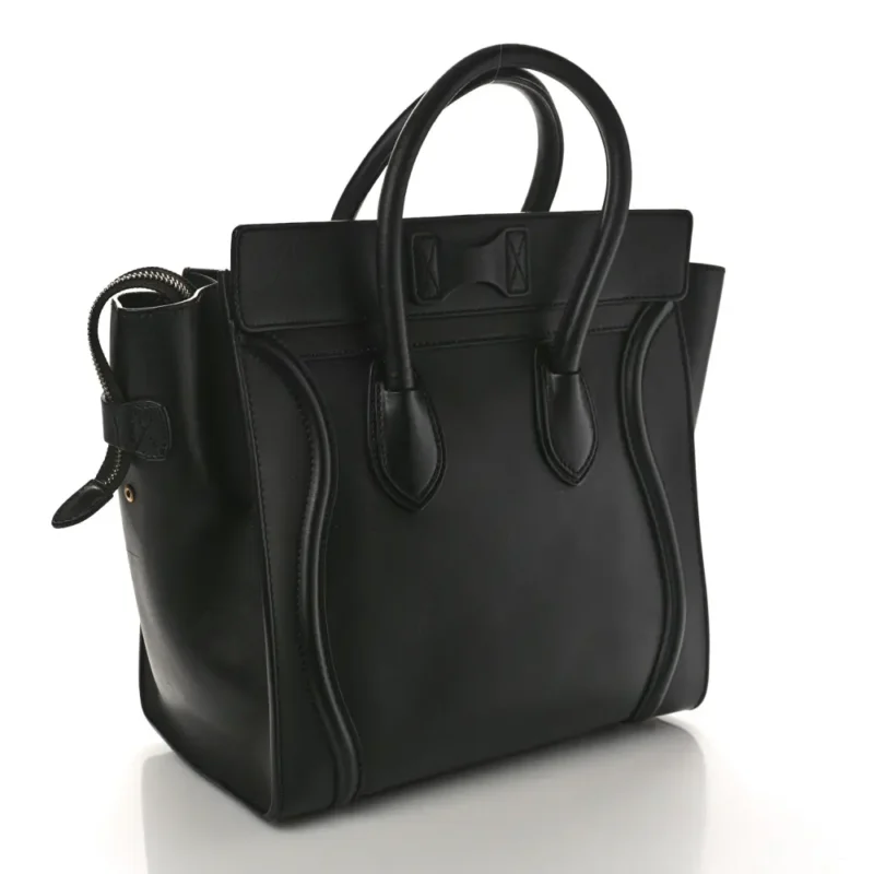 CELINE MINI LUGGAGE BAG BLACK SMOOTH CALFSKIN LEATHER - Image 3