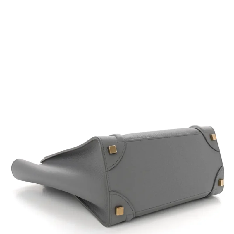 CELINE MICRO LUGGAGE KOHL BABY DRUMMED CALFSKIN LEATHER GOLD HARDWARE - Image 5