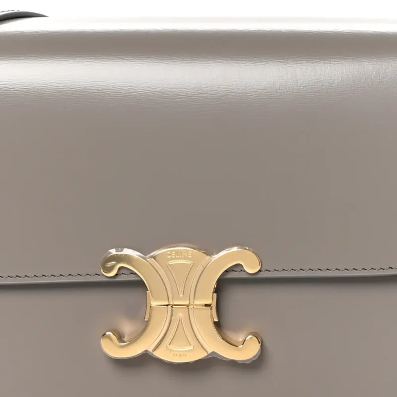 CELINE MEDIUM TRIOMPHE BAG PEBBLE SHINY CALFSKIN LEATHER GOLD HARDWARE - Image 9