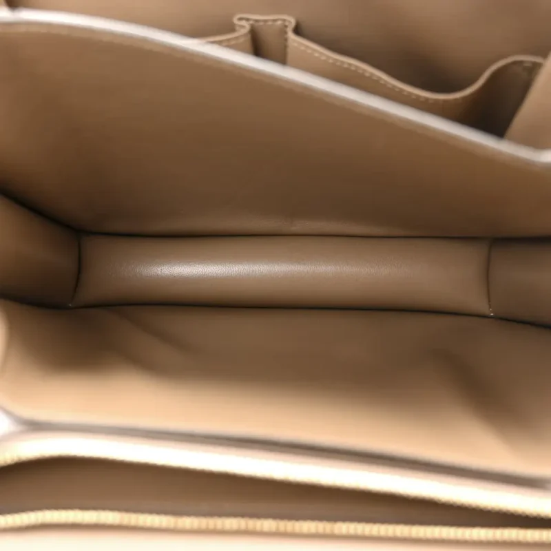 CELINE MEDIUM CLASSIC BOX FLAP BAG TAUPE LIEGE CALFSKIN LEATHER GOLD HARDWARE - Image 7