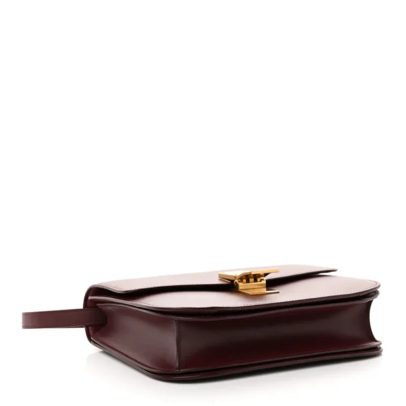 CELINE MEDIUM CLASSIC BOX FLAP BAG BURGUNDY BOX CALFSKIN LEATHER GOLD HARDWARE - Image 6
