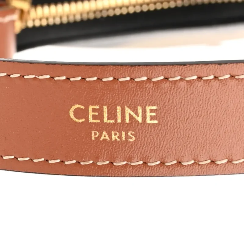 CELINE MEDIUM AVA LOGO TRIOMPHE SHOULDER BAG KHAKI CAMOUFLAGE CANVAS & CALFSKIN LEATHER GOLD HARDWARE - Image 2