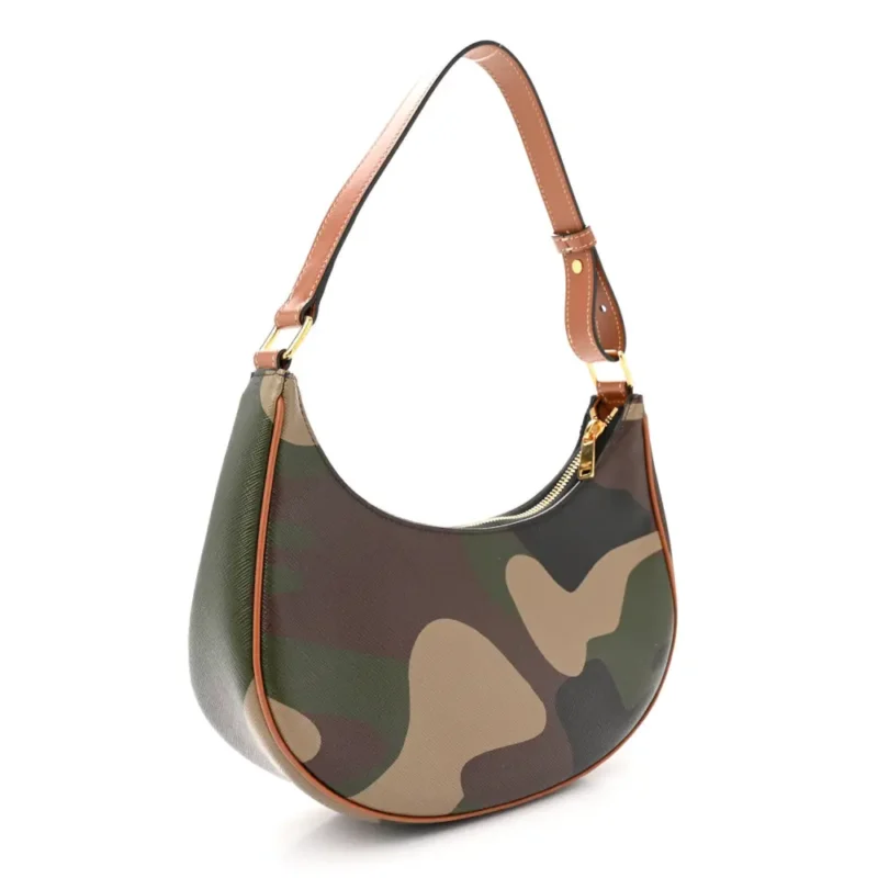 CELINE MEDIUM AVA LOGO TRIOMPHE SHOULDER BAG KHAKI CAMOUFLAGE CANVAS & CALFSKIN LEATHER GOLD HARDWARE - Image 3