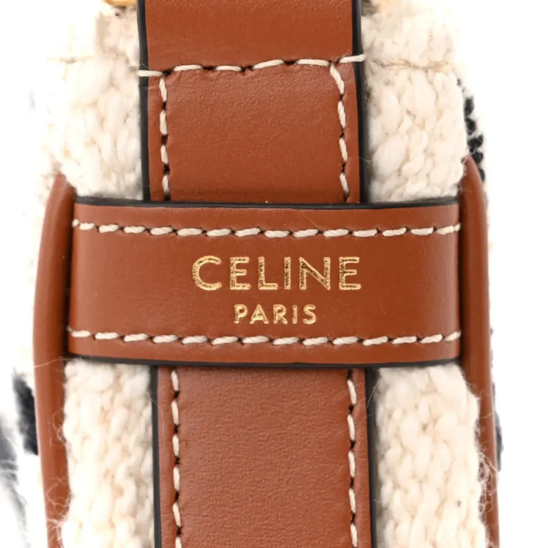 CELINE MEDIUM AVA SHOULDER BAG WHITE/BLACK TEXTILE GOLD HARDWARE - Image 2