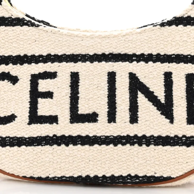CELINE MEDIUM AVA SHOULDER BAG WHITE/BLACK TEXTILE GOLD HARDWARE - Image 8