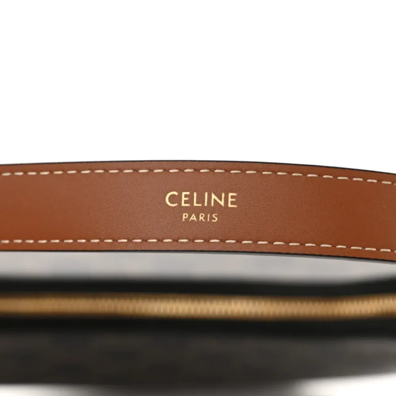 CELINE MEDIUM AVA SHOULDER BAG TAN TRIOMPHE CANVAS & CALFSKIN LEATHER GOLD HARDWARE - Image 2