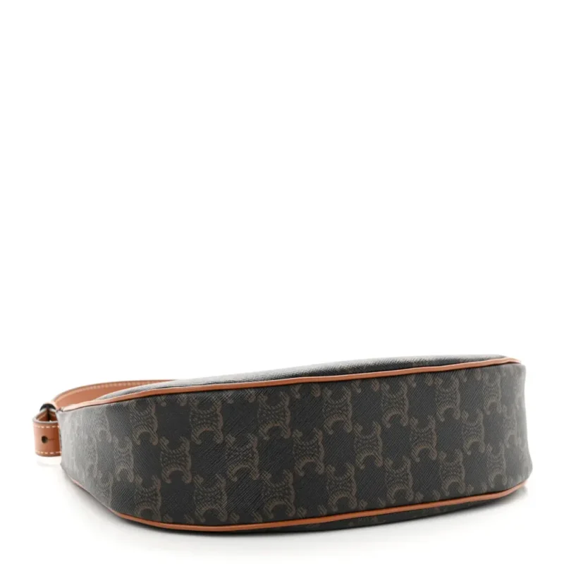 CELINE MEDIUM AVA SHOULDER BAG TAN TRIOMPHE CANVAS & CALFSKIN LEATHER GOLD HARDWARE - Image 6