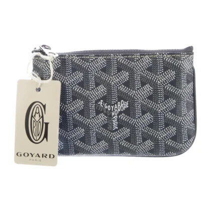 GOYARD SMALL POUCH GREY PRINTED GOYARDINE CANVAS SILVER HARDWARE