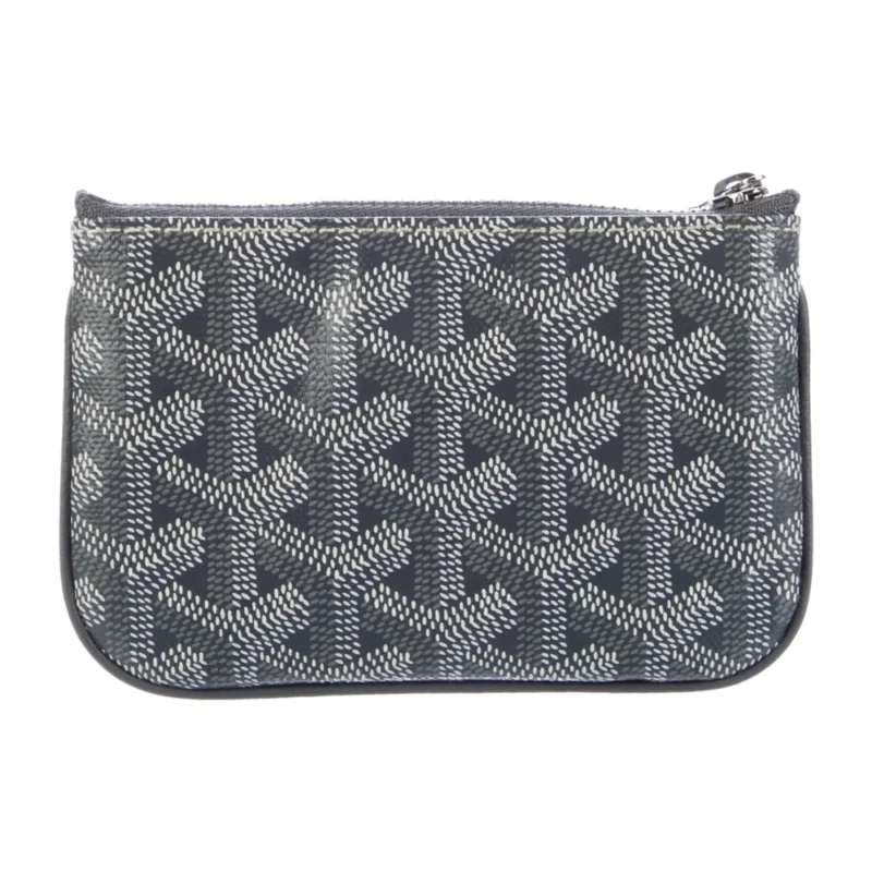 GOYARD SMALL POUCH GREY PRINTED GOYARDINE CANVAS SILVER HARDWARE - Image 2