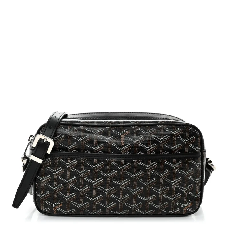 GOYARD SAC CAP VERT PM BLACK GOYARDINE CANVAS SILVER HARDWARE