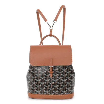 GOYARD MINI ALPIN BACKPACK BLACK/GOLD GOYARDINE CANVAS & CALFSKIN LEATHER SILVER HARDWARE