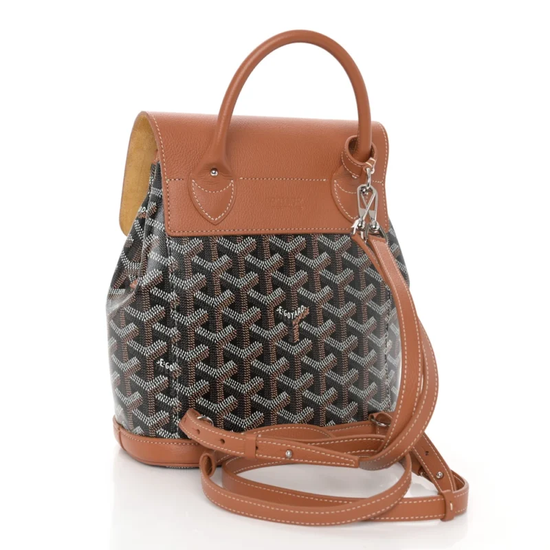 GOYARD MINI ALPIN BACKPACK BLACK/GOLD GOYARDINE CANVAS & CALFSKIN LEATHER SILVER HARDWARE - Image 3