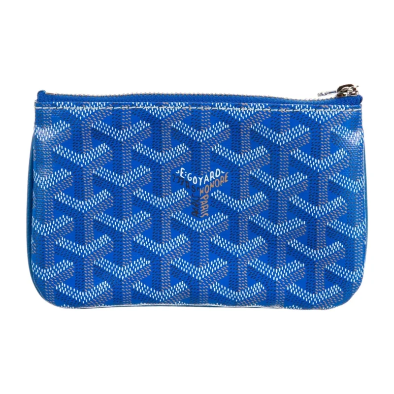 GOYARD MEDIUM SENAT POCHETTE POUCH BLUE GOYARDINE CANVAS SILVER HARDWARE - Image 2