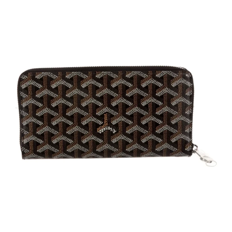 GOYARD LARGE MATIGNON CONTINENTAL WALLET BLACK GOYARDINE PRINTED CANVAS SILVER HARDWARE - Image 2