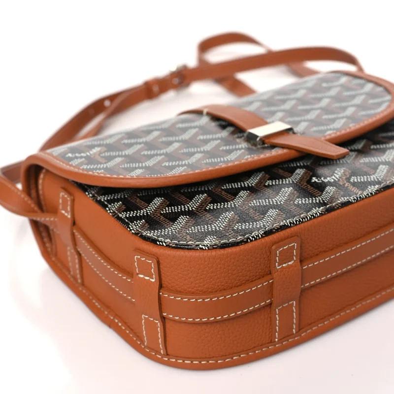 GOYARD BELVEDERE II PM MESSENGER BAG BLACK/GOLD GOYARDINE CANVAS SILVER HARDWARE - Image 4