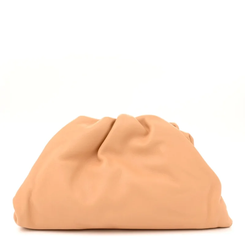 BOTTEGA VENETA MINI TEEN POUCH ALMOND CALFSKIN LEATHER