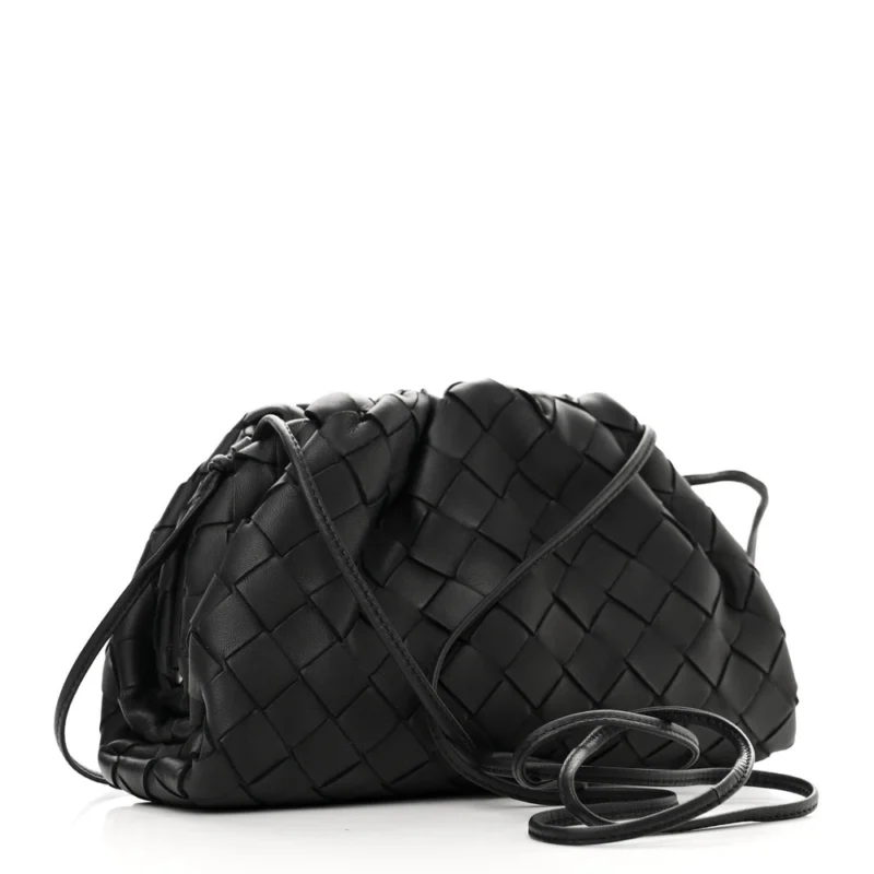 BOTTEGA VENETA MINI INTRECCIATO POUCH BLACK NAPPA LEATHER - Image 3