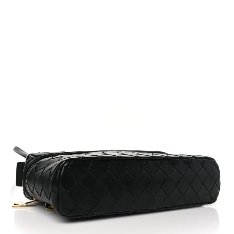 BOTTEGA VENETA MEDIUM INTRECCIATO BANG BANG VANITY CASE BLACK CALFSKIN LEATHER GOLD HARDWARE - Image 6