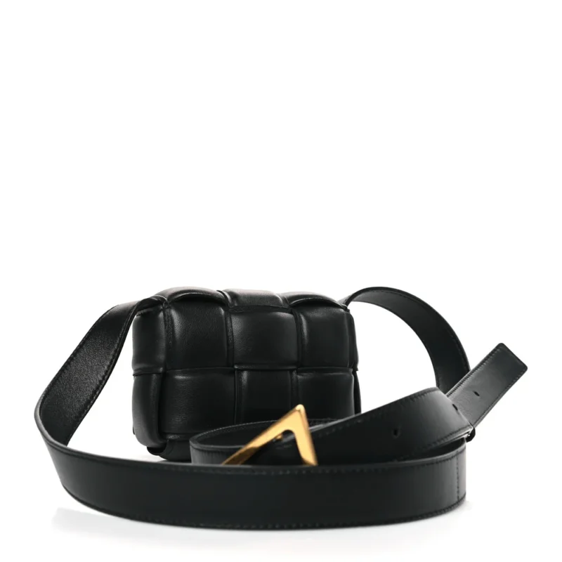 BOTTEGA VENETA MAXI INTRECCIO PADDED MINI CANDY CASSETTE CROSSBODY BAG BLACK LAMBSKIN LEATHER - Image 3