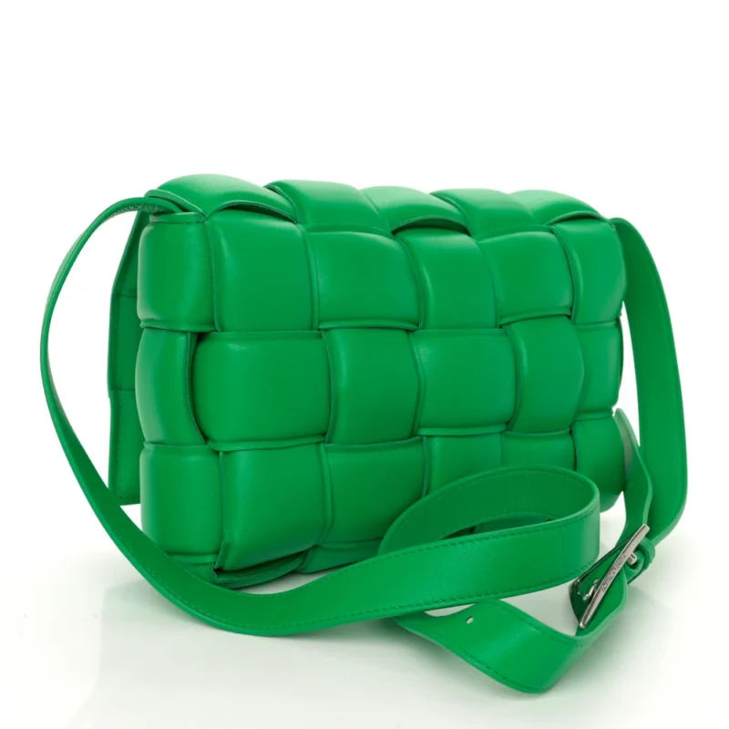 BOTTEGA VENETA MAXI INTRECCIO PADDED CASSETTE CROSSBODY BAG PARAKEET NAPPA LEATHER SILVER HARDWARE - Image 3