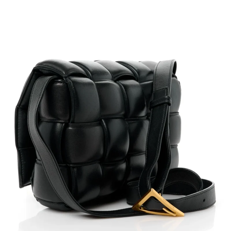 BOTTEGA VENETA MAXI INTRECCIO PADDED CASSETTE CROSSBODY BAG BLACK NAPPA LEATHER GOLD HARDWARE - Image 3