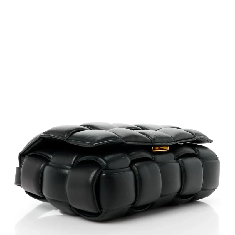 BOTTEGA VENETA MAXI INTRECCIO PADDED CASSETTE CROSSBODY BAG BLACK NAPPA LEATHER GOLD HARDWARE - Image 6